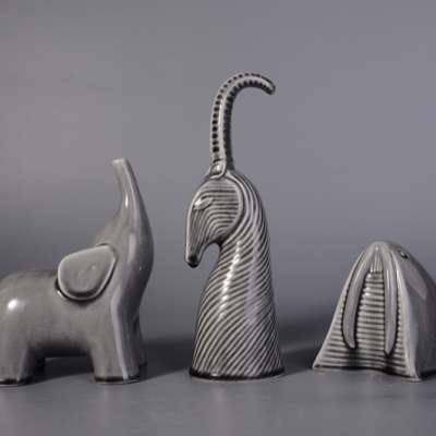 N5286 Beautiful Design Desktop small animal art craft decoration grey glazed porcelain ceramic animal for home decor