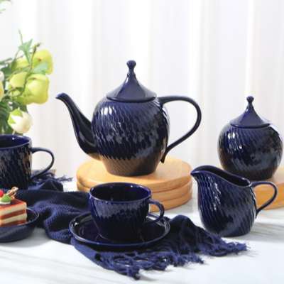 N5978 Premium Royal Blue On-glazed Ceramic Dinnerware Sets