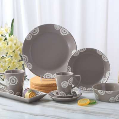 Grey glaze fireworks pattern stoneware ceramic dinnerware for restaurant